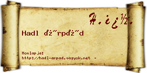 Hadl Árpád névjegykártya